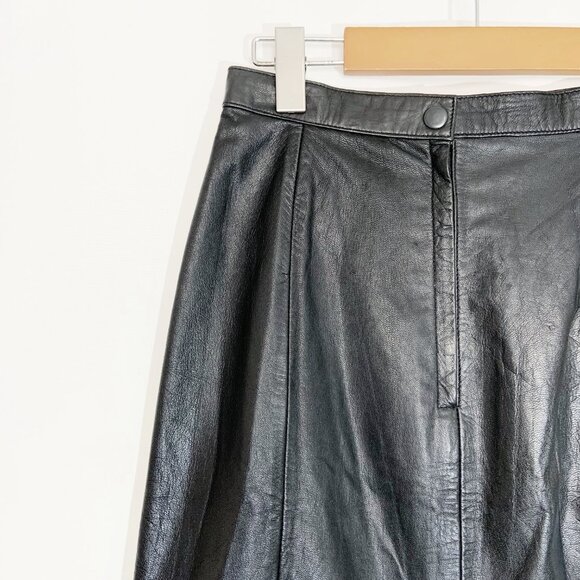 Vintage Black Leather Skirt / size 26 inch waist/ size Small - Picture 7 of 9